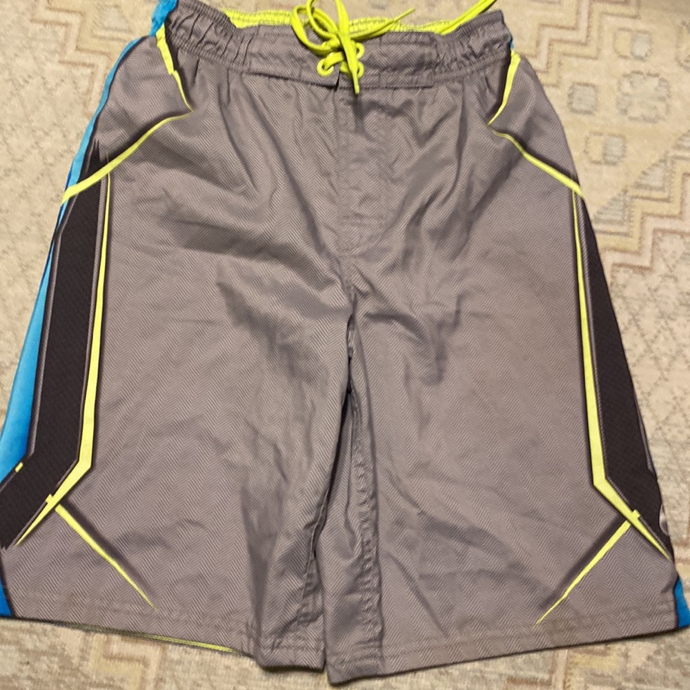 Nike boys size M summer swim shorts color gray green